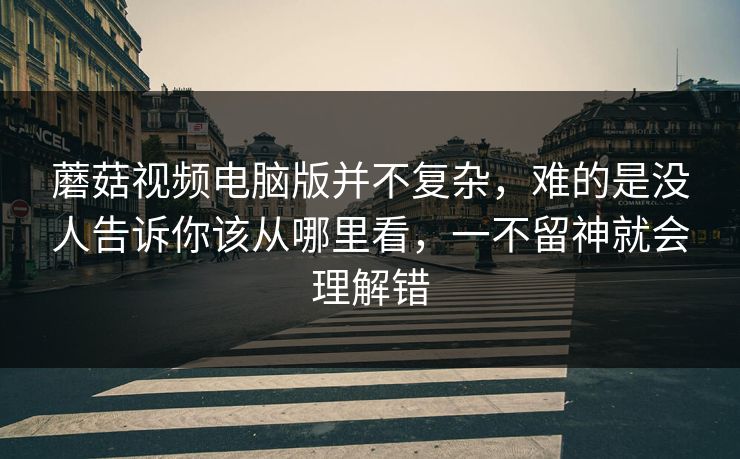 蘑菇视频电脑版并不复杂，难的是没人告诉你该从哪里看，一不留神就会理解错