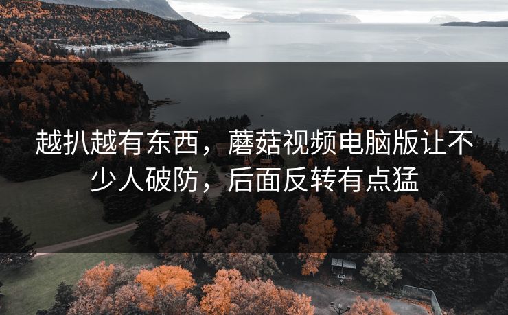 越扒越有东西，蘑菇视频电脑版让不少人破防，后面反转有点猛