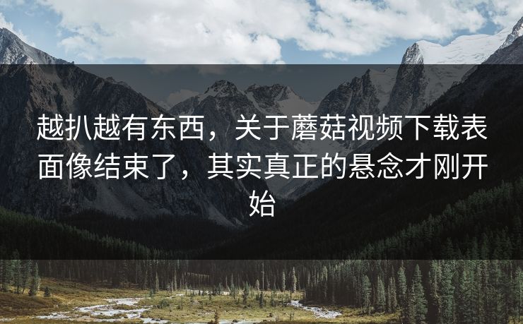 越扒越有东西，关于蘑菇视频下载表面像结束了，其实真正的悬念才刚开始