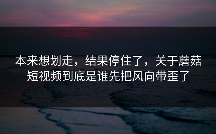 本来想划走，结果停住了，关于蘑菇短视频到底是谁先把风向带歪了