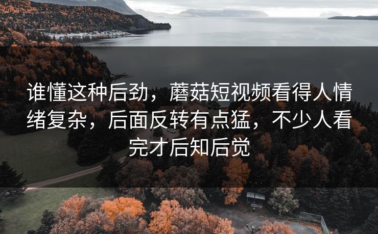 谁懂这种后劲,蘑菇短视频看得人情绪复杂,后面反转有点猛,不少人看完才后知后觉 谁懂这种后劲,蘑菇短视频看得人情绪复杂,后面反转有点猛,不少人看完才后知后觉