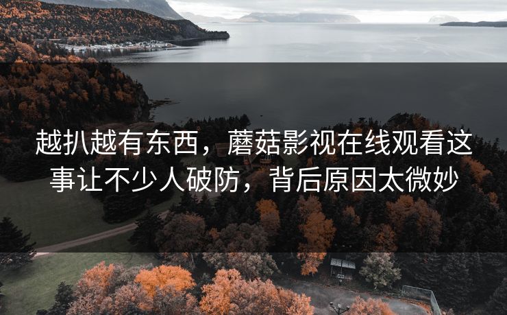 越扒越有东西,蘑菇影视在线观看这事让不少人破防,背后原因太微妙 越扒越有东西,蘑菇影视在线观看这事让不少人破防,背后原因太微妙