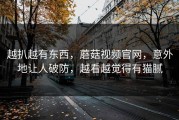 越扒越有东西，蘑菇视频官网，意外地让人破防，越看越觉得有猫腻