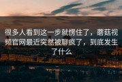 很多人看到这一步就愣住了，蘑菇视频官网最近突然被聊疯了，到底发生了什么