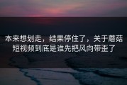 本来想划走，结果停住了，关于蘑菇短视频到底是谁先把风向带歪了