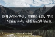 刚开始我也不信，蘑菇短视频，不是一句话能讲清，越看越觉得有猫腻