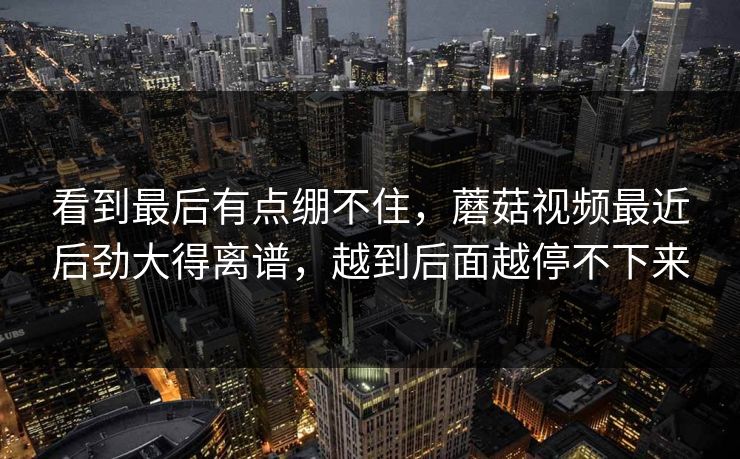 看到最后有点绷不住，蘑菇视频最近后劲大得离谱，越到后面越停不下来