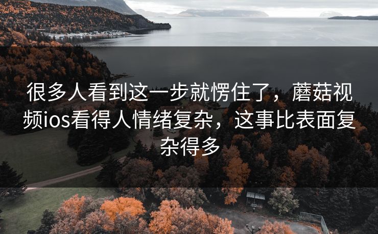 很多人看到这一步就愣住了，蘑菇视频ios看得人情绪复杂，这事比表面复杂得多