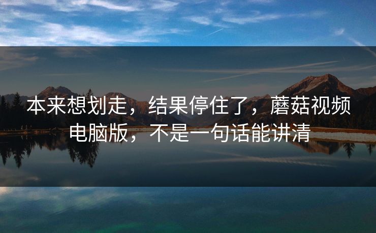 本来想划走，结果停住了，蘑菇视频电脑版，不是一句话能讲清