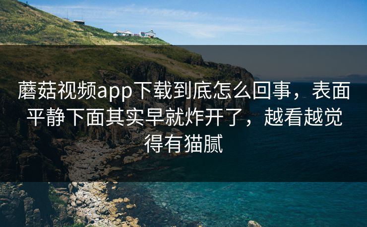 蘑菇视频app下载到底怎么回事，表面平静下面其实早就炸开了，越看越觉得有猫腻