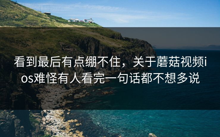 看到最后有点绷不住，关于蘑菇视频ios难怪有人看完一句话都不想多说