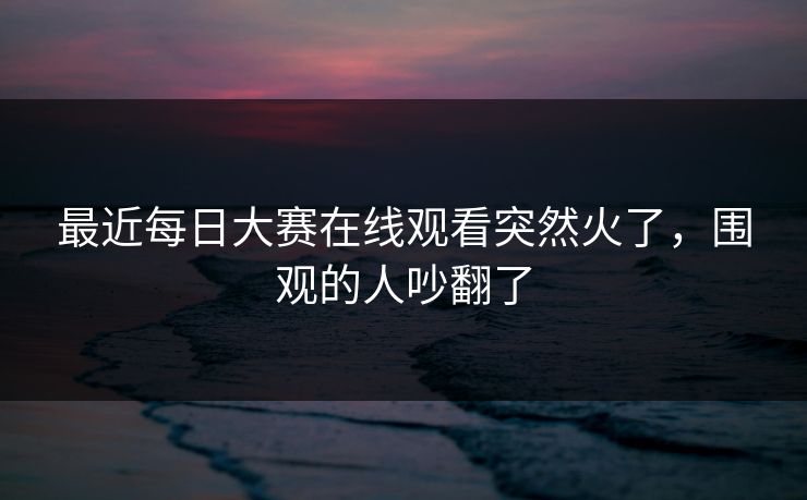 最近每日大赛在线观看突然火了，围观的人吵翻了