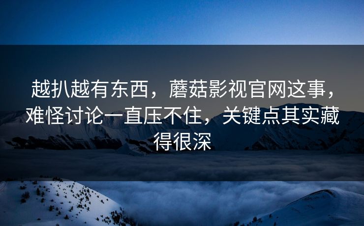 越扒越有东西,蘑菇影视官网这事,难怪讨论一直压不住,关键点其实藏得很深 越扒越有东西,蘑菇影视官网这事,难怪讨论一直压不住,关键点其实藏得很深