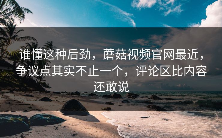 谁懂这种后劲，蘑菇视频官网最近，争议点其实不止一个，评论区比内容还敢说
