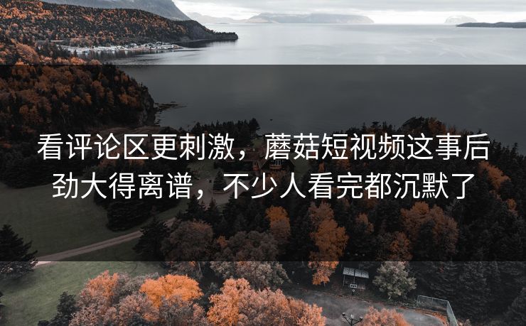 看评论区更刺激,蘑菇短视频这事后劲大得离谱,不少人看完都沉默了 看评论区更刺激,蘑菇短视频这事后劲大得离谱,不少人看完都沉默了