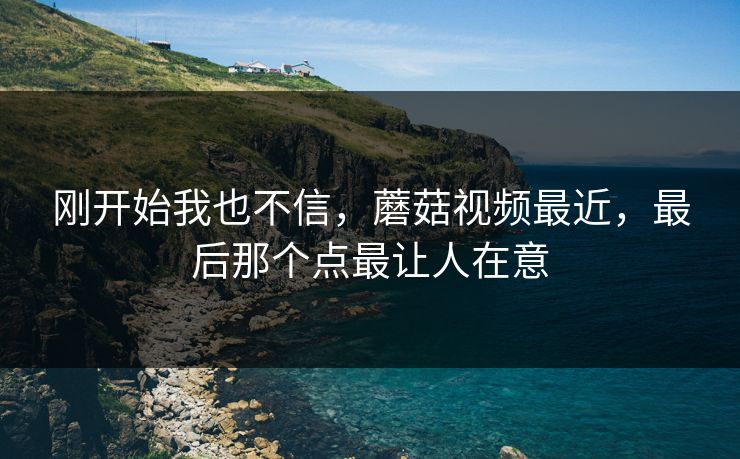 刚开始我也不信，蘑菇视频最近，最后那个点最让人在意